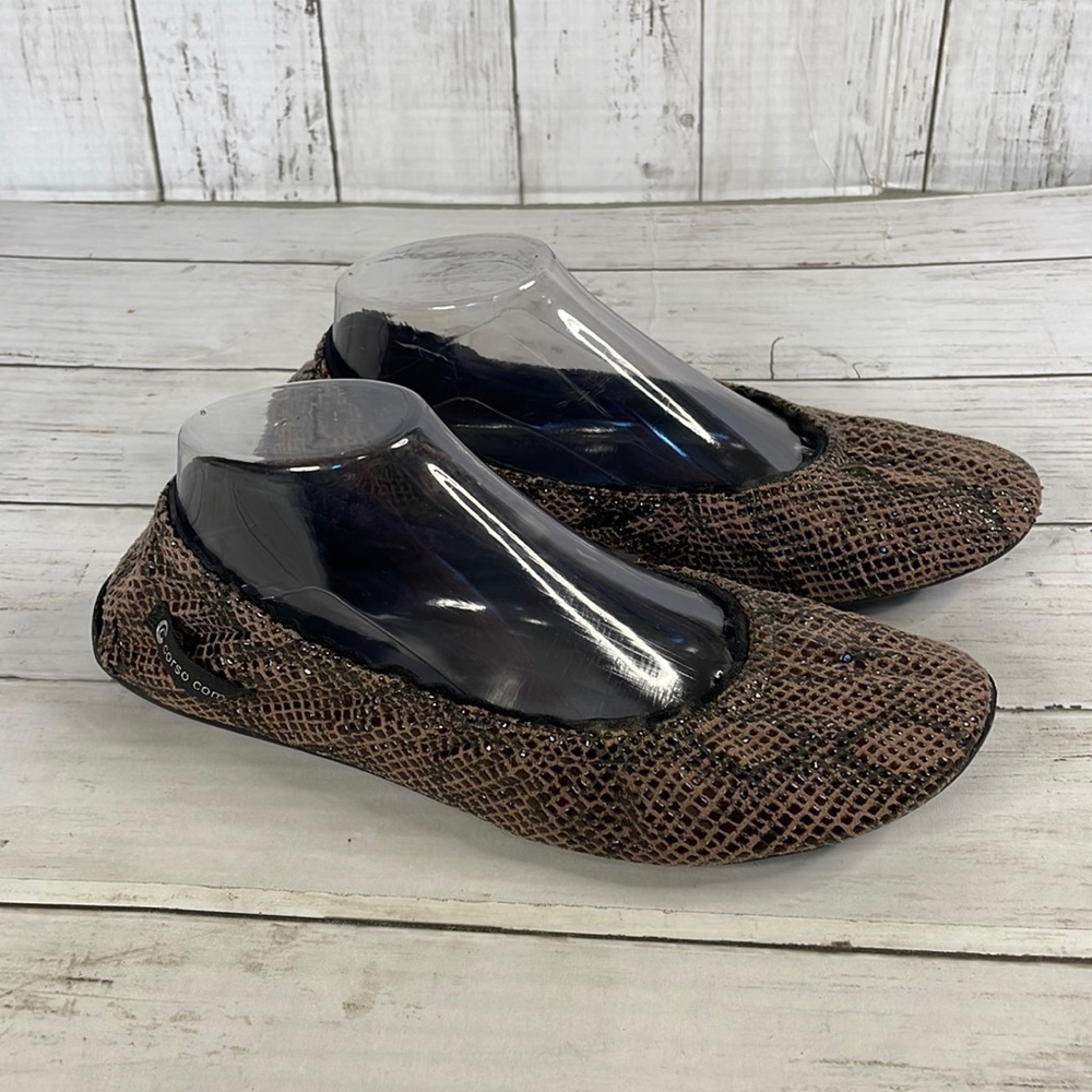 Corso Como Ballasox Snakeskin Leather Embossed Foldable Ballet Flats